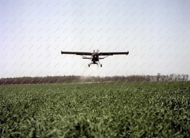 Mezőgazdaság - Repülőgépes növényvédelem Bánhalmán